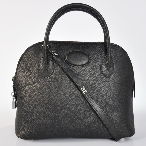 H31LSBS Hermes Bolide Togo Leather Tote Bag in nero con argento